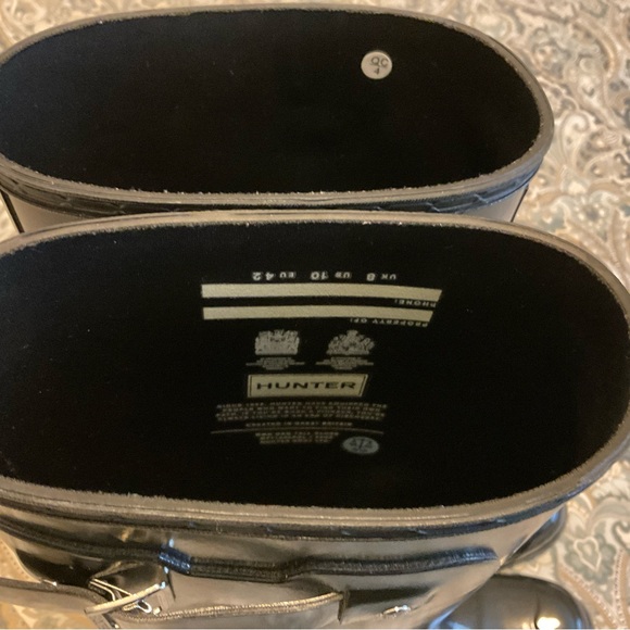 Like New Hunter Original Tall Black Gloss Boots Womens Sz 10 Worn 1x - Picture 14 of 16